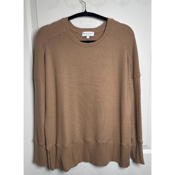 Michael Stars Womens Ribbed Camel Tan Sweater Sz Small  Chic Cozy Timeless - Picture 1 of 8